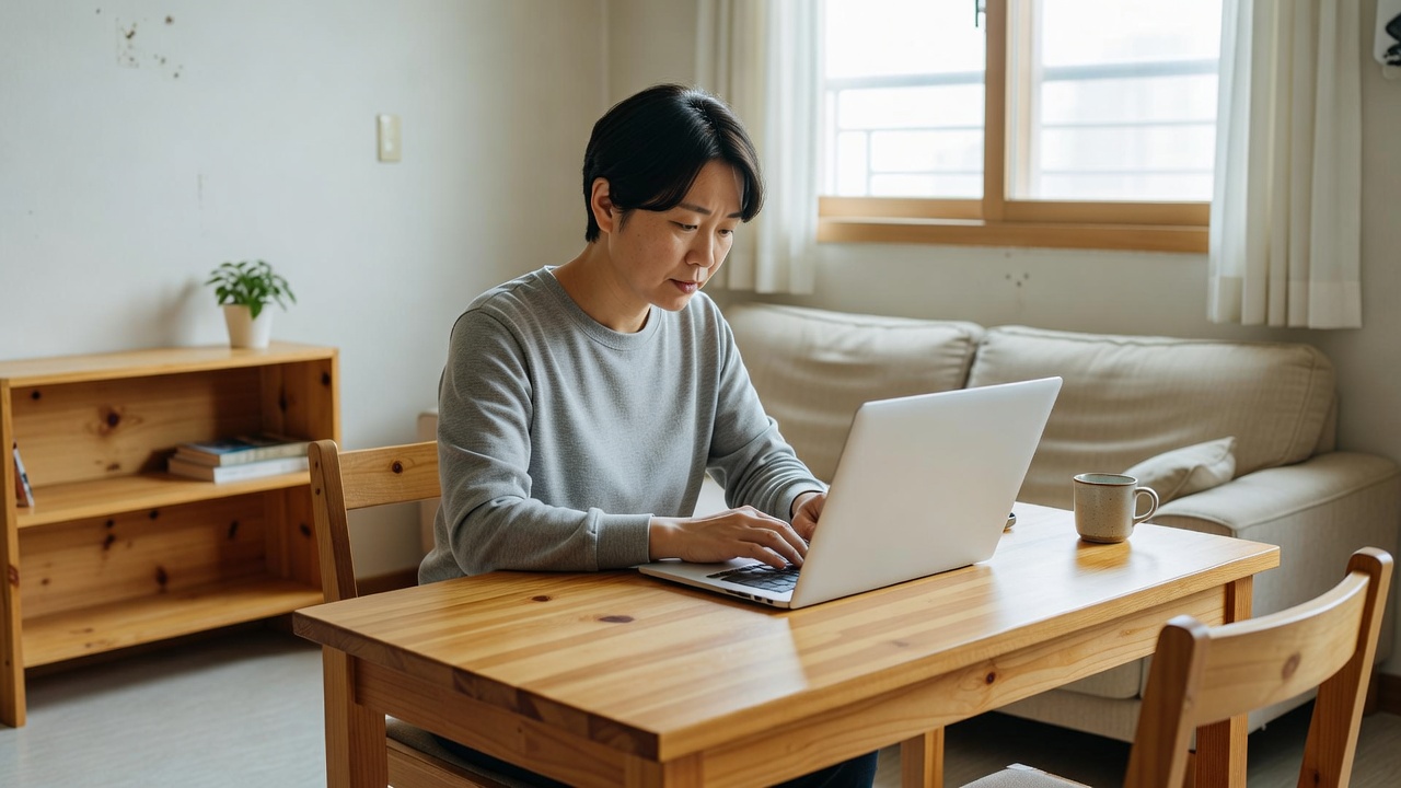 정부 지원금 알아보는 법을 컴퓨터로 확인하는 모습