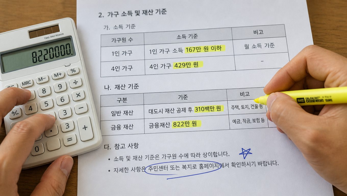 정부 지원금 신청에서 소득·재산 기준 확인 방법