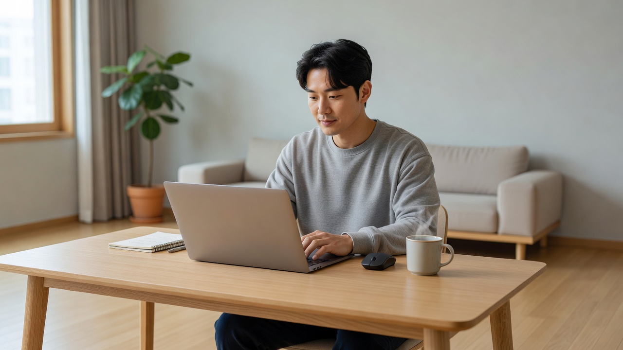 정부 지원금 신청을 위해 보조금24를 확인하는 모습