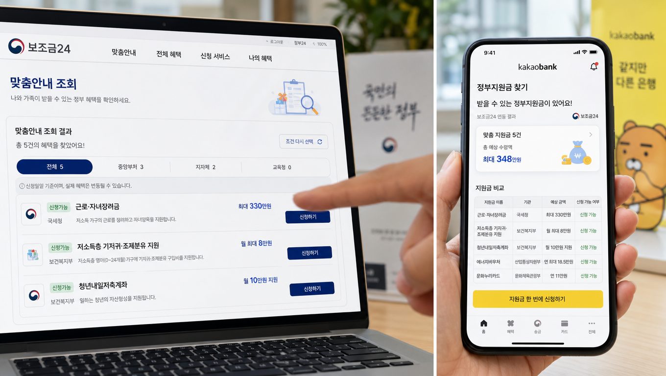 정부 지원금 알아보는 법, 보조금24 조회부터 카카오뱅크 비교까지
