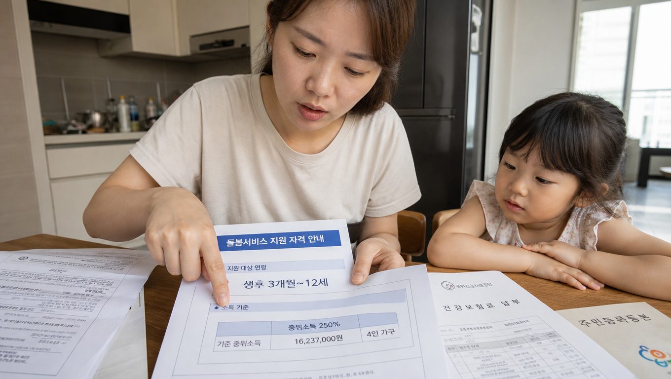 돌봄서비스 대상 아동 연령과 가구 소득 기준
